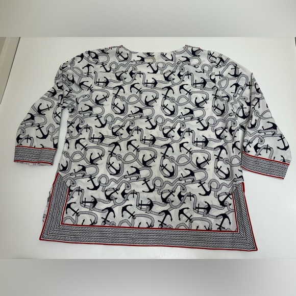 Princess Cruises anchors v-neck tunic size large L, nautical print top - Picture 14 of 14